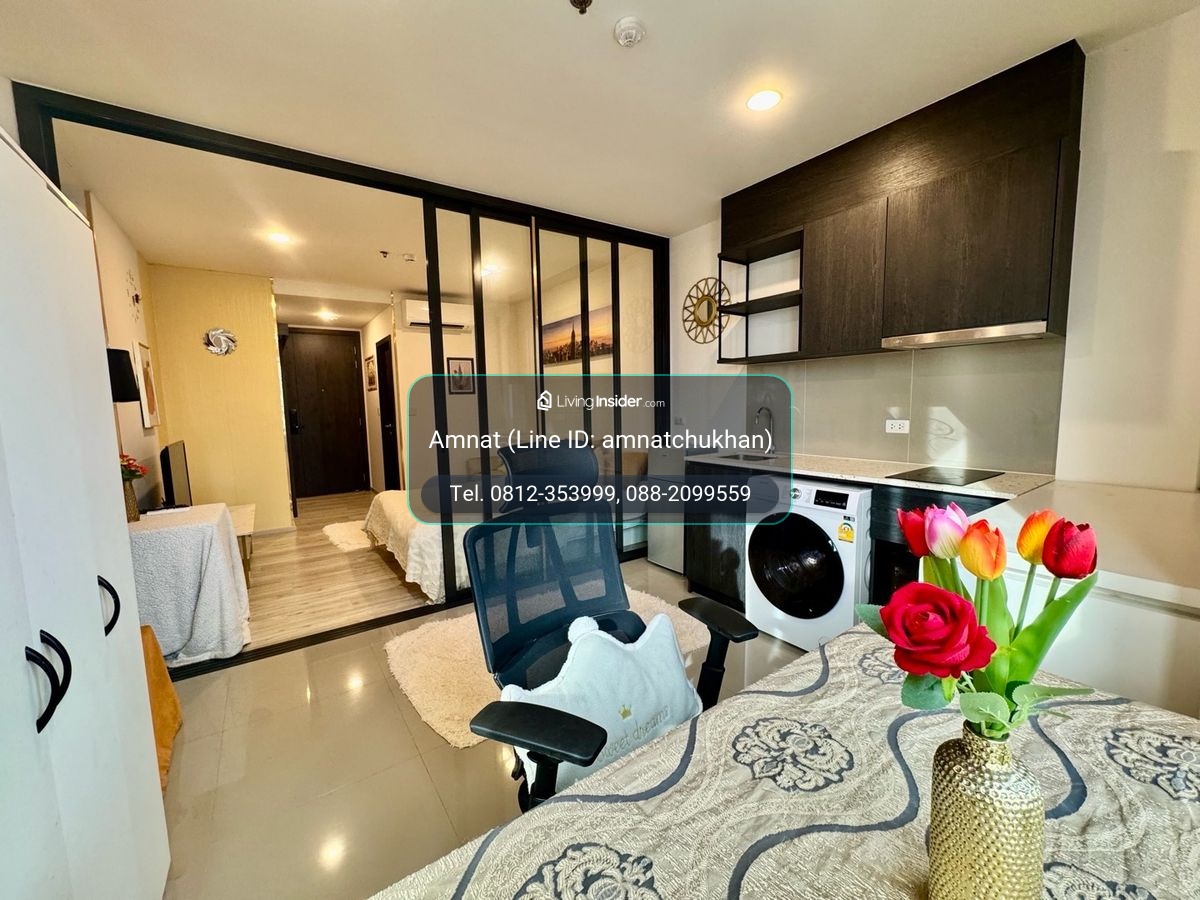For rent!!!  (Accepting short term monthly/yearly rentals, accepting foreigners, company registration possible) XT Huaikhwang for rent, newly decorated condo, ready to move in, size 31 sq m, 23rd floor, Tower A, beautiful view, price 21,000 per month, con – รูปที่ 4