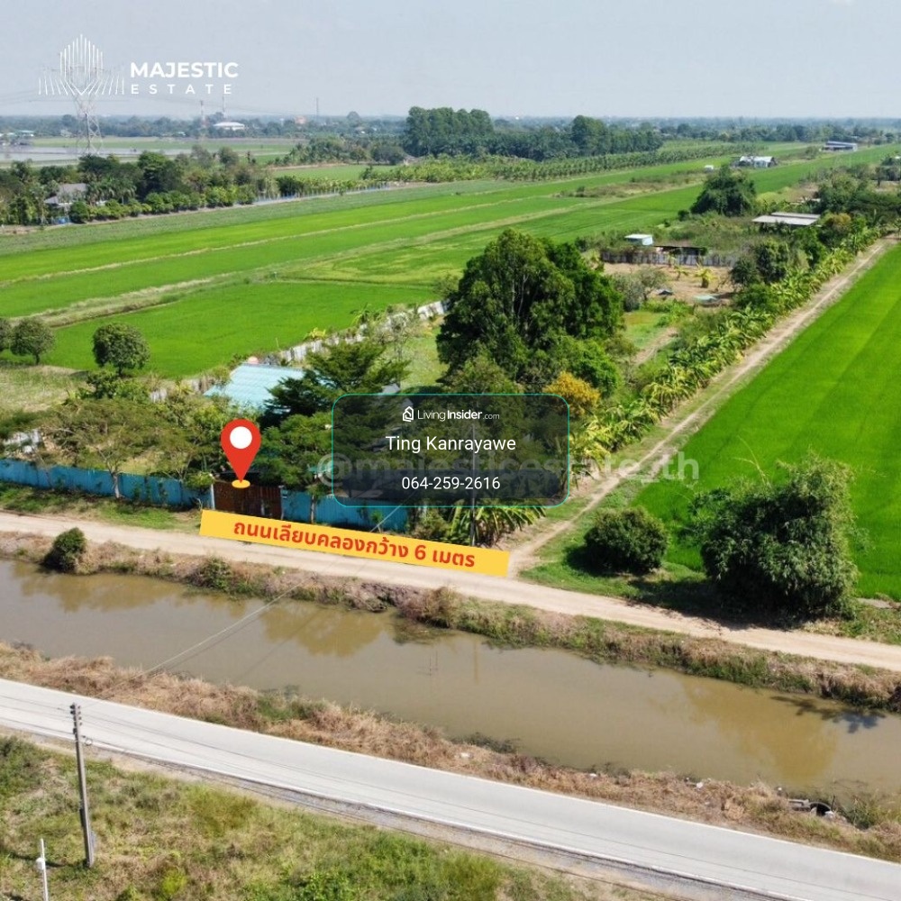 Land for sale, 3 rai with garden house, Nong Suea District, Pathum Thani, beautiful rectangular plot. The atmosphere is very good, near the community area, near the market, convenient travel on many routes. – รูปที่ 2