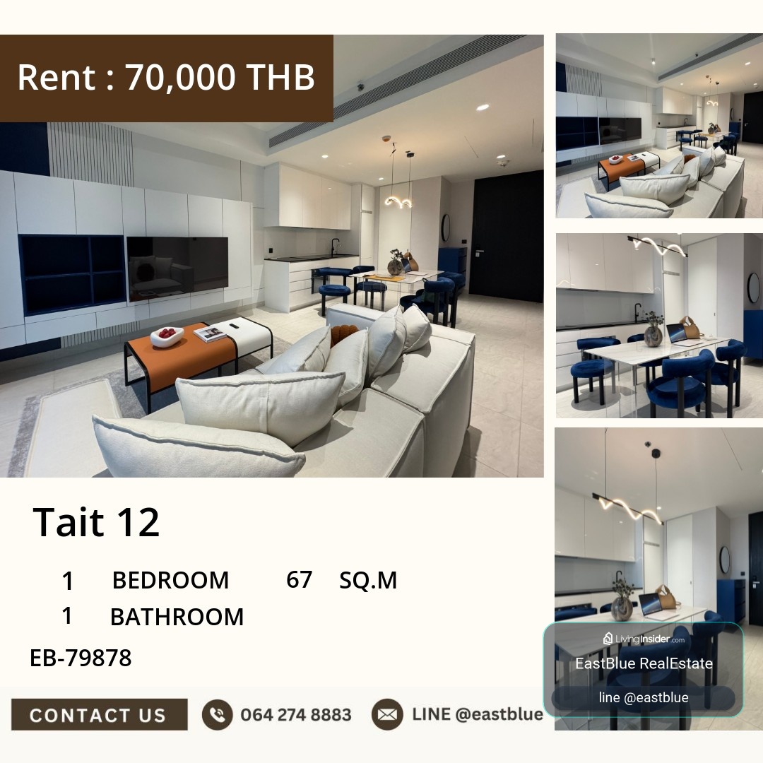 For Rent: Tait 12 1 Bed 67 sqm near BTS Surasak 70,000 THB/month – รูปที่ 2