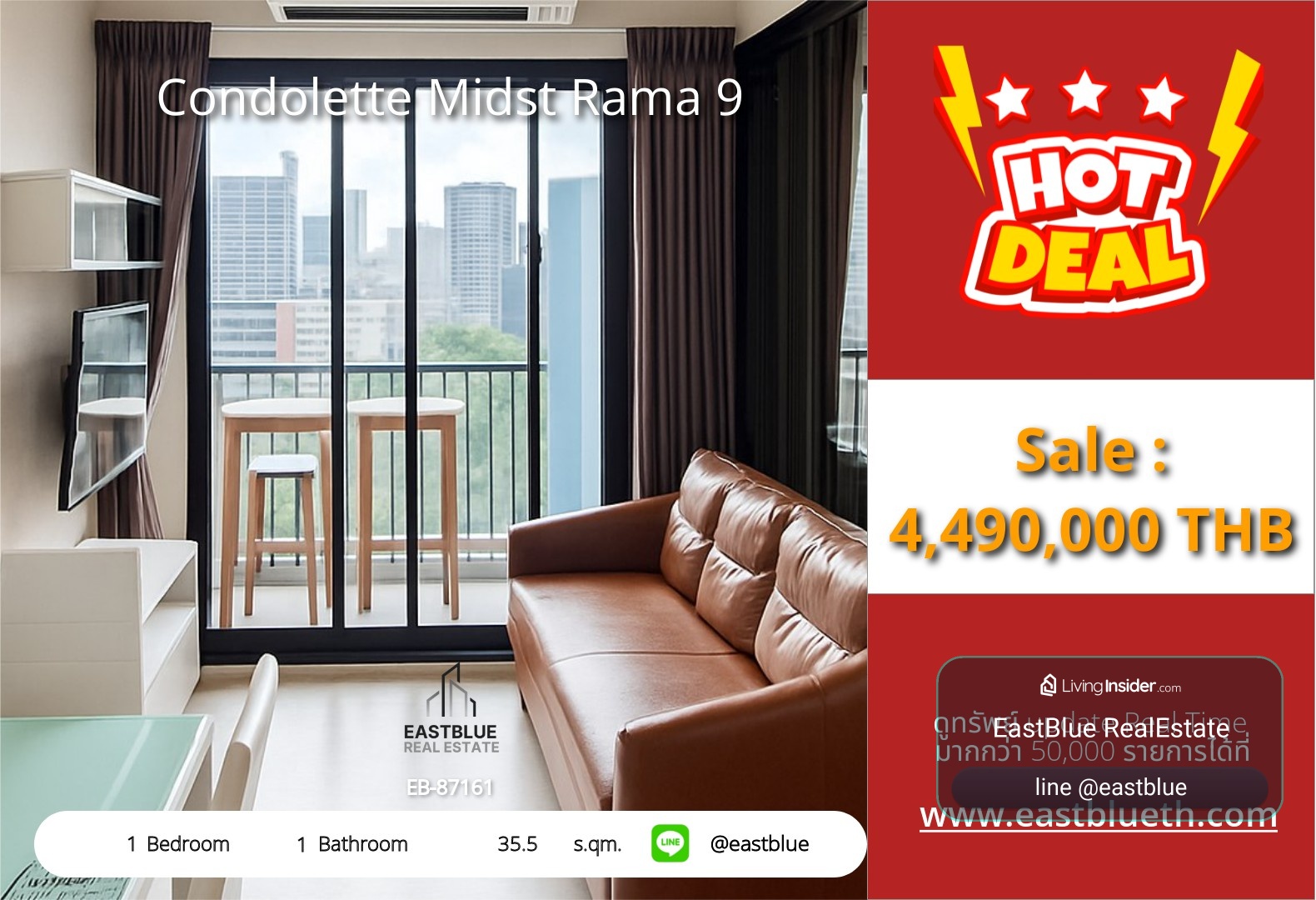 For Sale: Condolette Midst Rama 9 1 Bed 35.5 sqm near MRT Rama 9 4.49M THB – รูปที่ 4