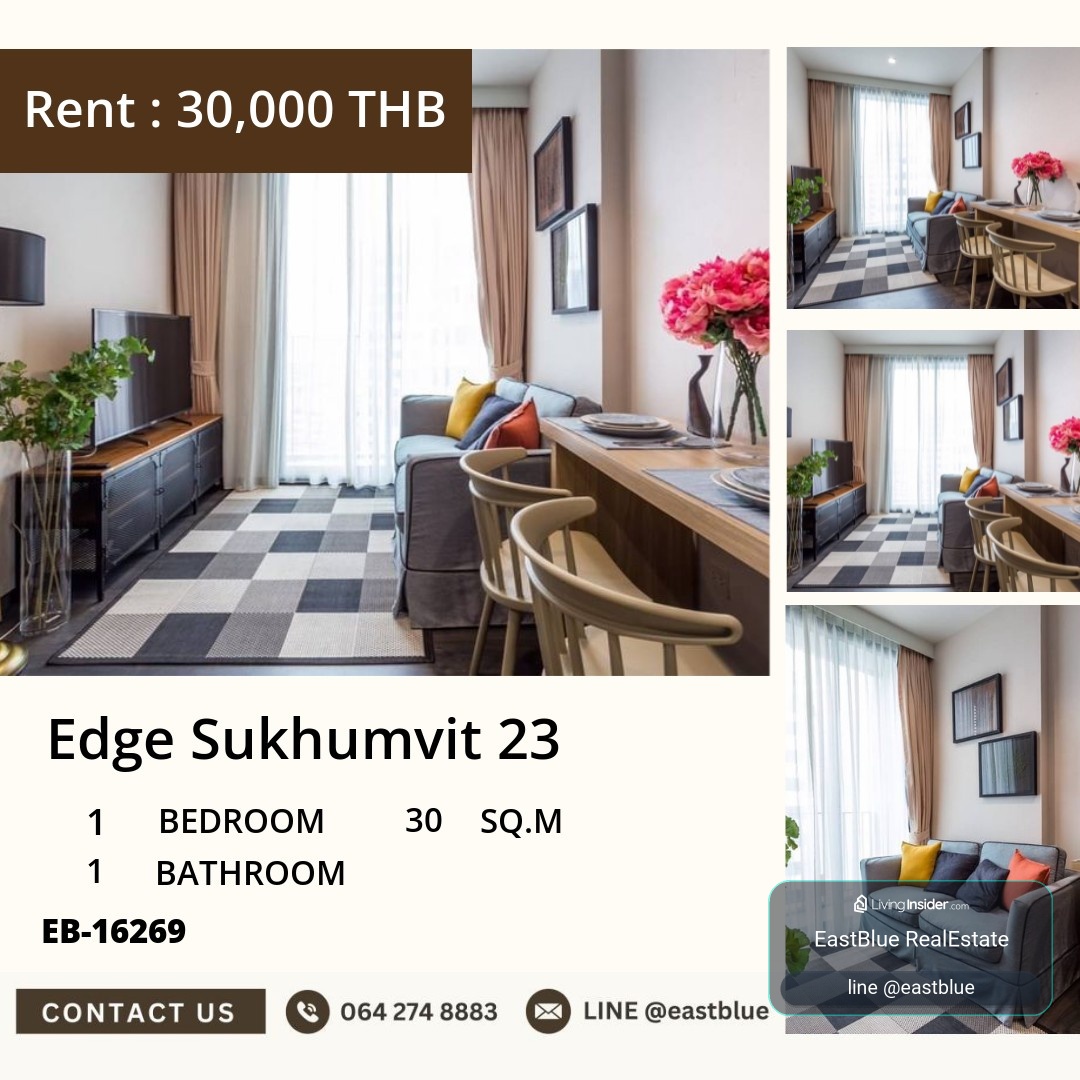 รวมค่าโอน ขาย Edge Sukhumvit 23 1 นอน 30 ตร.ม. ใกล้ BTS อโศก 5.99 ล้าน 0642748883 – รูปที่ 2