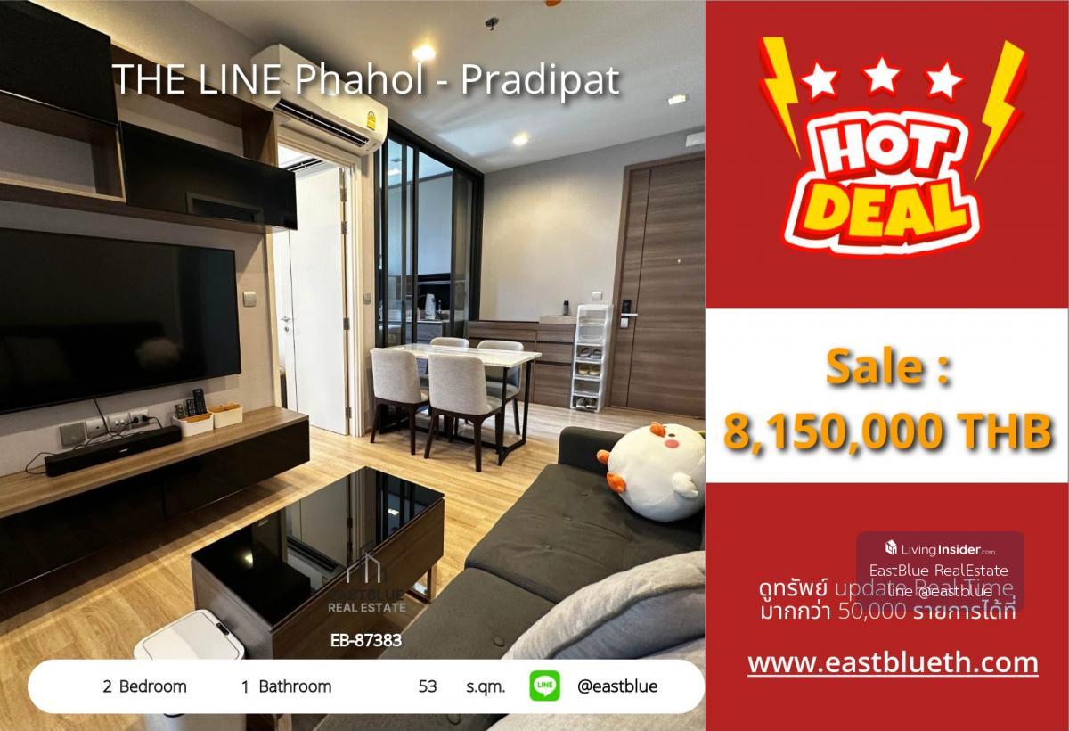 Actual price includes expenses for condo THE LINE Phahol - Pradipat, 2 bedrooms, near BTS Saphan Khwai. Price 8.15 million, rent 33,000 baht/mo. Convenient, complete with everything you need! Loading...
