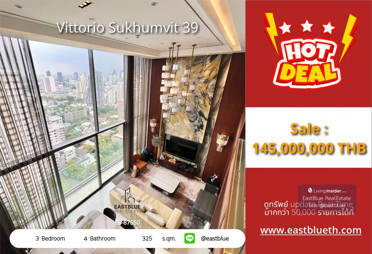 Actual price includes expenses, the ultimate in luxury living, Vittorio Sukhumvit 39, 3 bedrooms, 325 sq m. Near BTS Phrom Phong, price 145 million, worth every square meter! Loading...