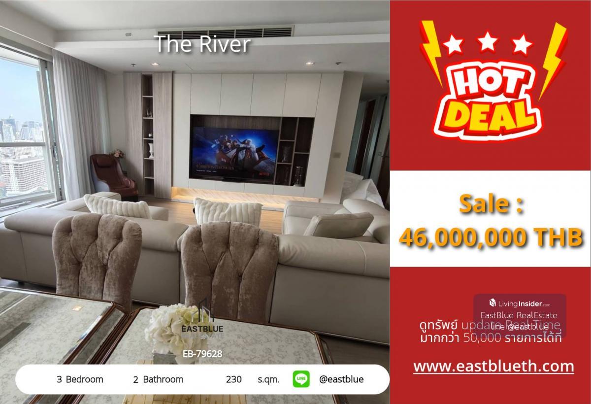 Actual price includes expenses: The River, a luxury condo with 3 bedrooms on the Chao Phraya River, price 46 million. Near BTS Krung Thonburi with complete amenities! Loading...