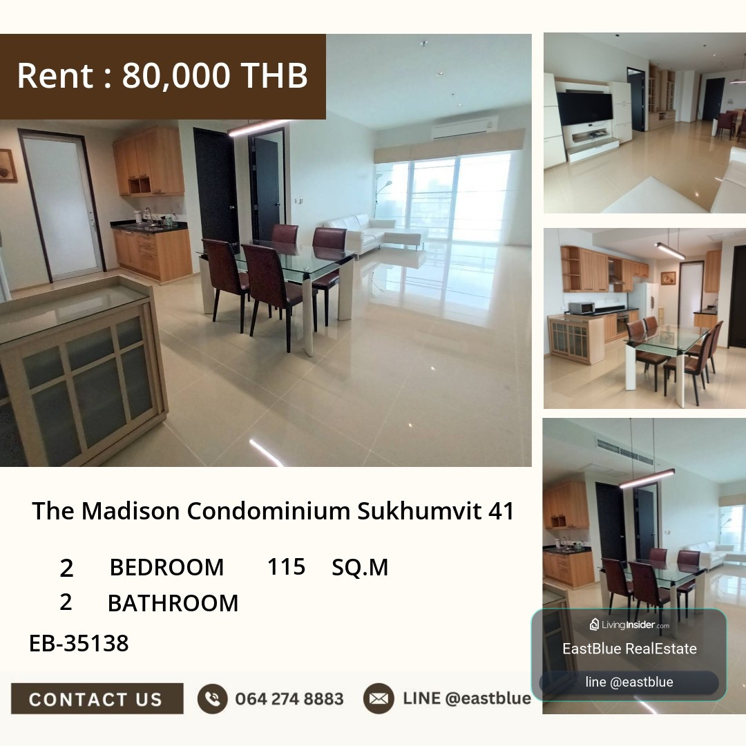 For Rent: The Madison Condominium Sukhumvit 41 2 Bed 115 sqm near BTS Phrom Phong 80,000 THB/month – รูปที่ 2