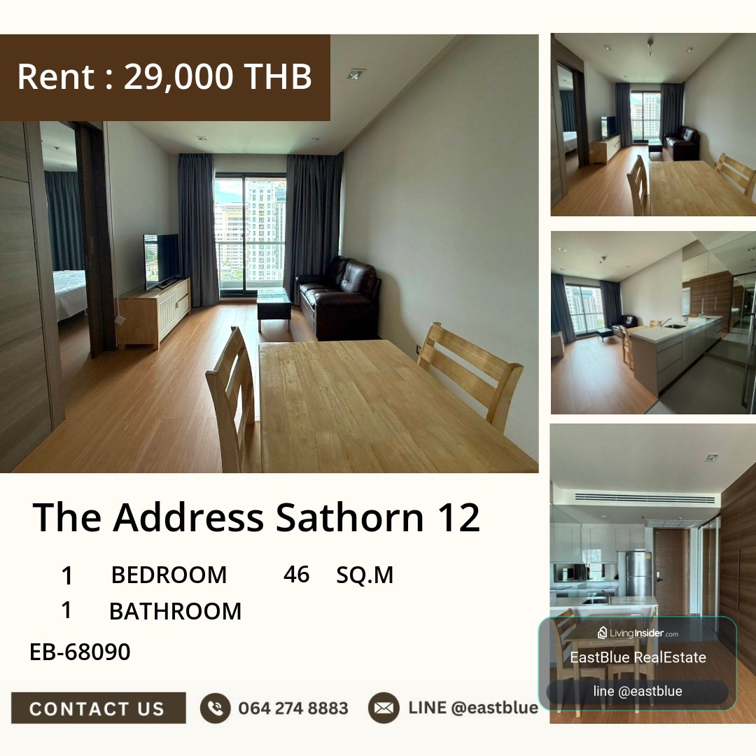 11/08/2026, 🏠 เช่า คอนโด 1 ห้องนอน ดิ แอดเดรส สาทร พร้อมเข้าอยู่ 29,000 บาท/เดือน 0642748883 – รูปที่ 3