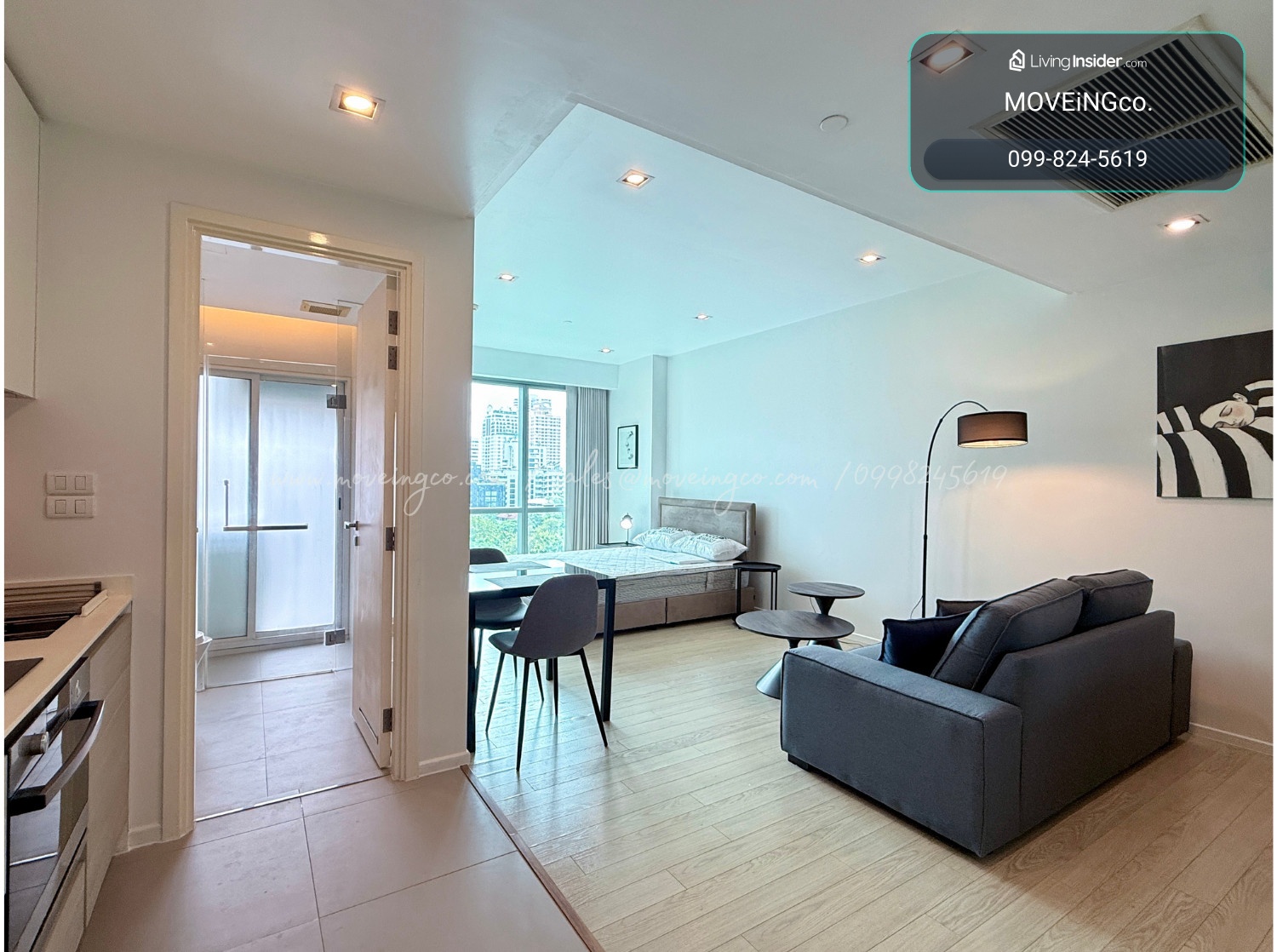 ห้องสตูดิโอวิวเมือง ใจกลางอโศก ใกล้ BTS & MRT – รูปที่ 3