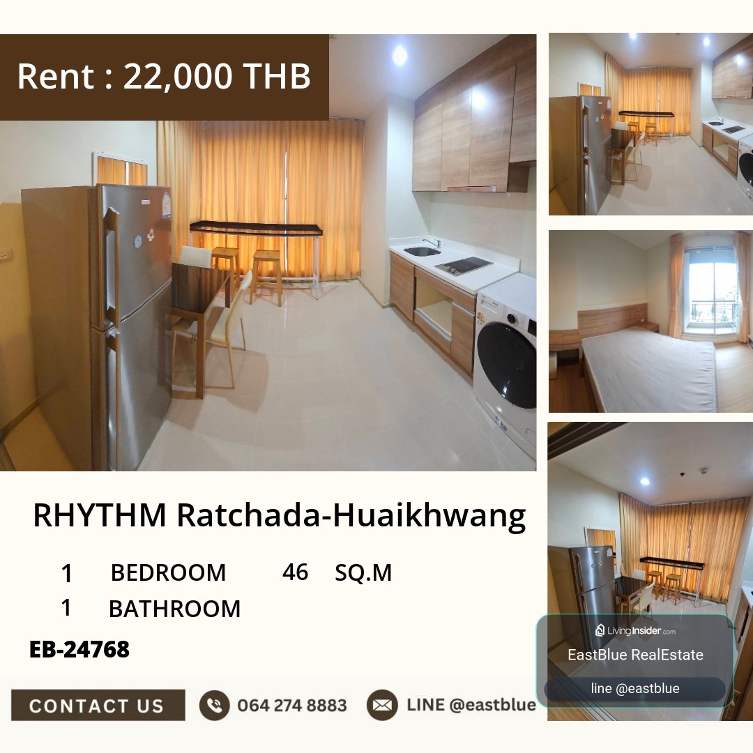 ให้เช่า RHYTHM Ratchada-Huaikhwang 1 นอน 46 ตร.ม. ใกล้ MRT ห้วยขวาง 22,000/เดือน 0642748883 – รูปที่ 3