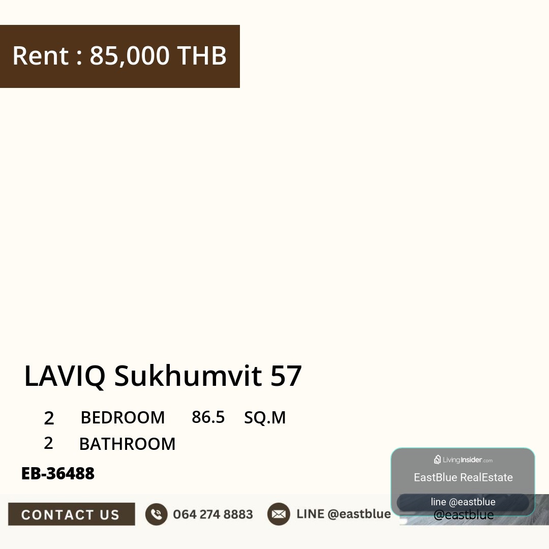 ให้เช่า LAVIQ Sukhumvit 57 2 นอน 86.5 ตร.ม. ใกล้ BTS ทองหล่อ 85,000/เดือน 0642748883 – รูปที่ 4
