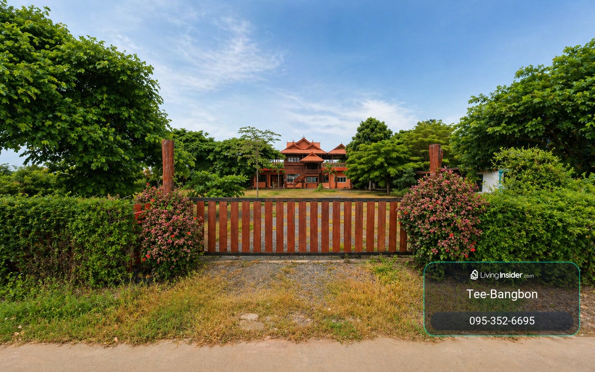 บ้านทรงไทย 2 ชั้น วิวบึงกว้าง ถนนคอนกรีตถึงหน้าบ้าน โฉนดพร้อมโอน – รูปที่ 3