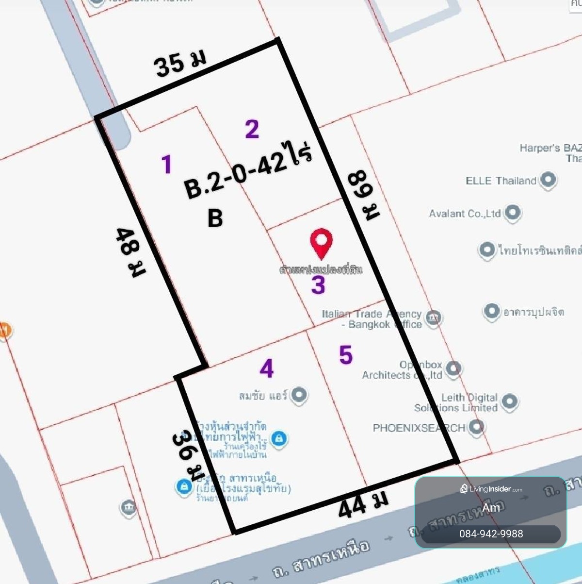 Land North Sathorn mainroad: 2-0-42 rais 2,357,600,000 bht. Am: 0656199198 – รูปที่ 3