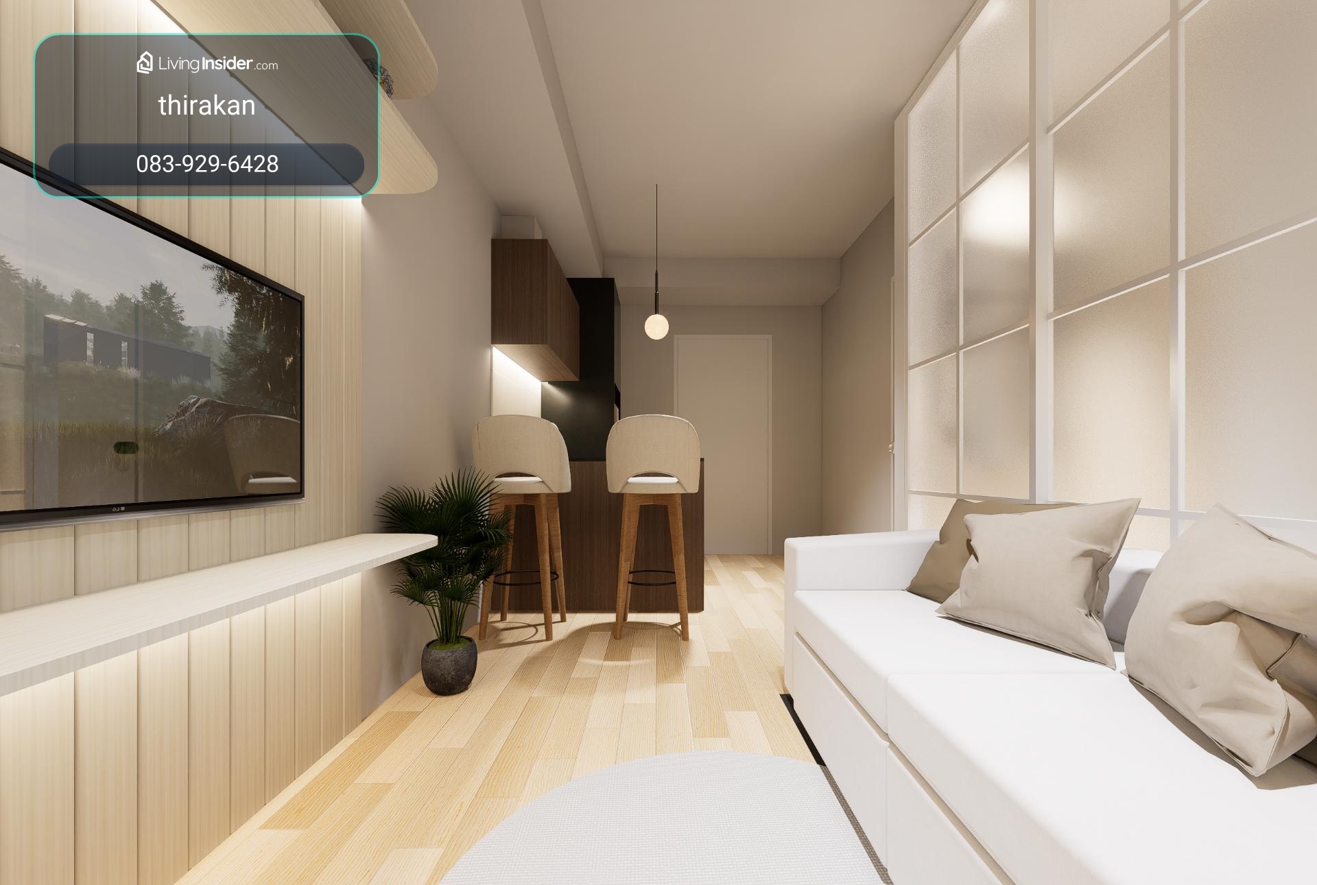 โครงการ624condolette รัชดา36
 1 ห้องนอน 1 ห้องน้ำ โซนนั่งเล่น  – รูปที่ 4