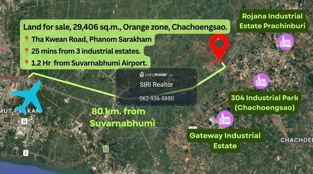 Land 29,406 sq.m.📍 Phanom, Chachoengsao, Near 3 industrial estates, 1.20 hrs. from Suvarnabhumi. – รูปที่ 3