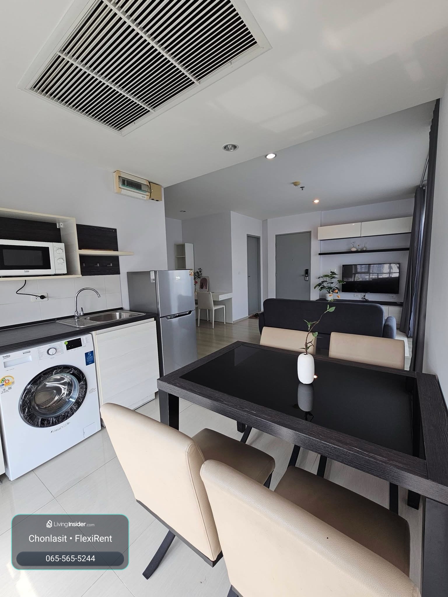 🌿✨ Life Ratchadapisek | 2 bedrooms, newly renovated room 🌟 Garden floor, quiet, no rooms opposite 🚇 near MRT Huai Khwang, only 500 m. – รูปที่ 3