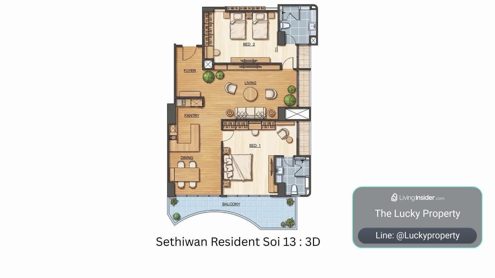 LHC-0491 ให้เช่า Sethiwan Residence 🛌 1 นอน 70 ตร.ม. 🚇ใกล้ MRT เพชรบุรี | APL มักกะสัน / BTS นานา – รูปที่ 4