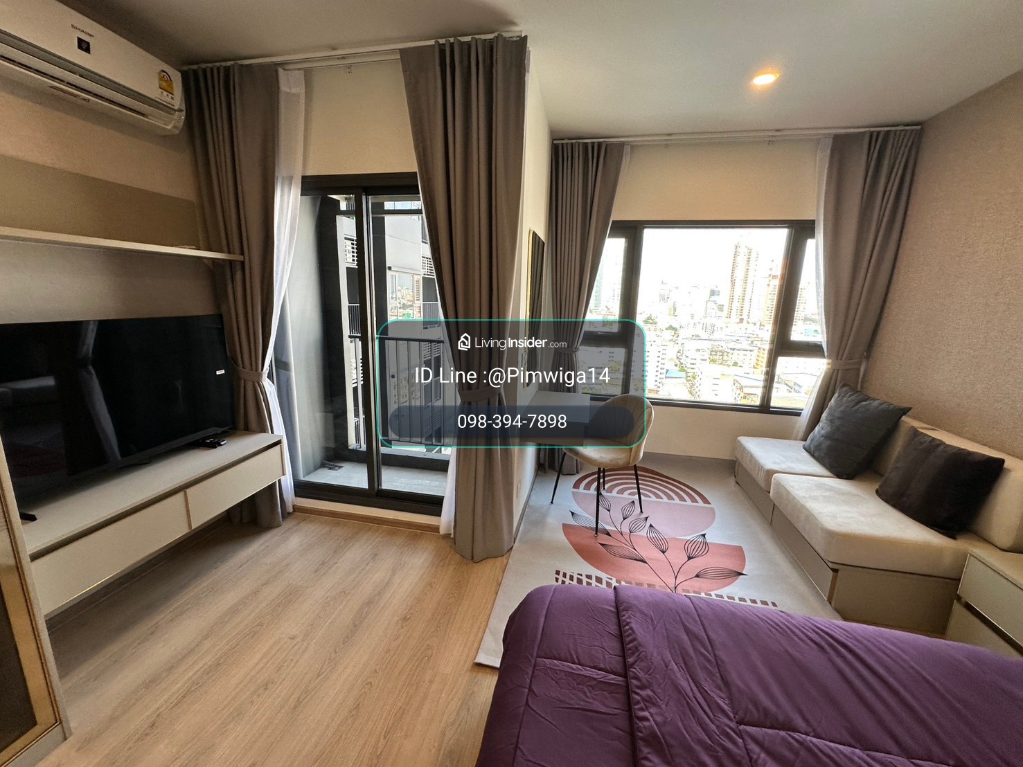 🏙️ For rent Life Rama 4 - Asoke, beautiful room decorated in warm tones.  Good natural light, city view – รูปที่ 3