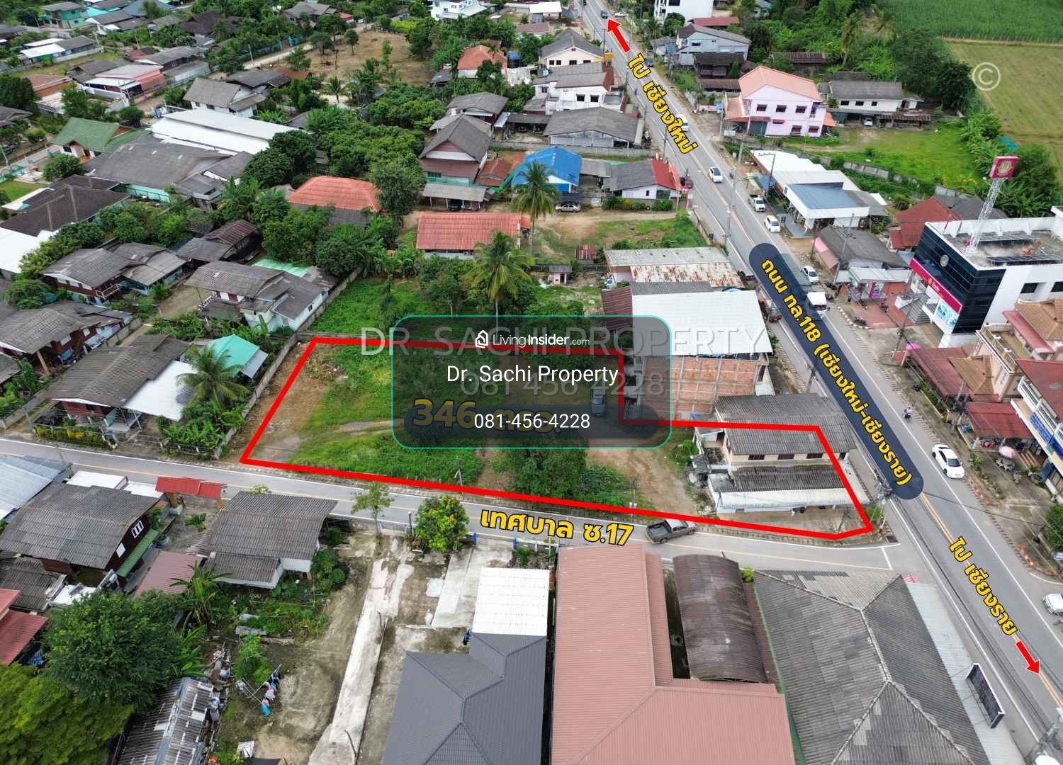 Beautiful land for sale, corner plot, 346 sq m., with buildings. Wiang Pa Pao District, Chiang Rai Province – รูปที่ 2