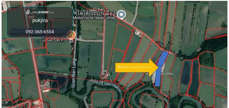 Land for sale, Ban Khlong Suan, area 6 rai 3 ngan 1.1 square wah, Phra Samut Chedi, Samut Prakan, the back is next to Ban Lang Suan Canal, near My Home cafe. – รูปที่ 3