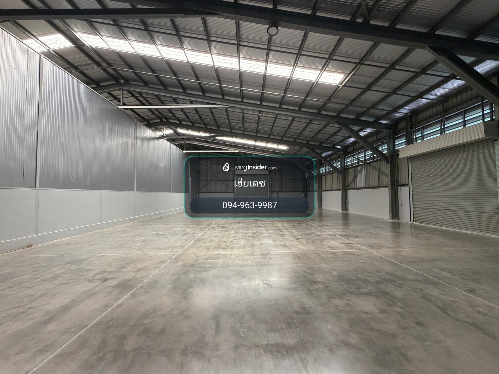Warehouse/factory for rent, Chatuchot, next to the expressway, 2 checkpoints, usable area 800 sq m. 3-phase electricity. The warehouse has no central pole. The floor is polished. Container trucks can enter and exit easily. The road is wide. – รูปที่ 4