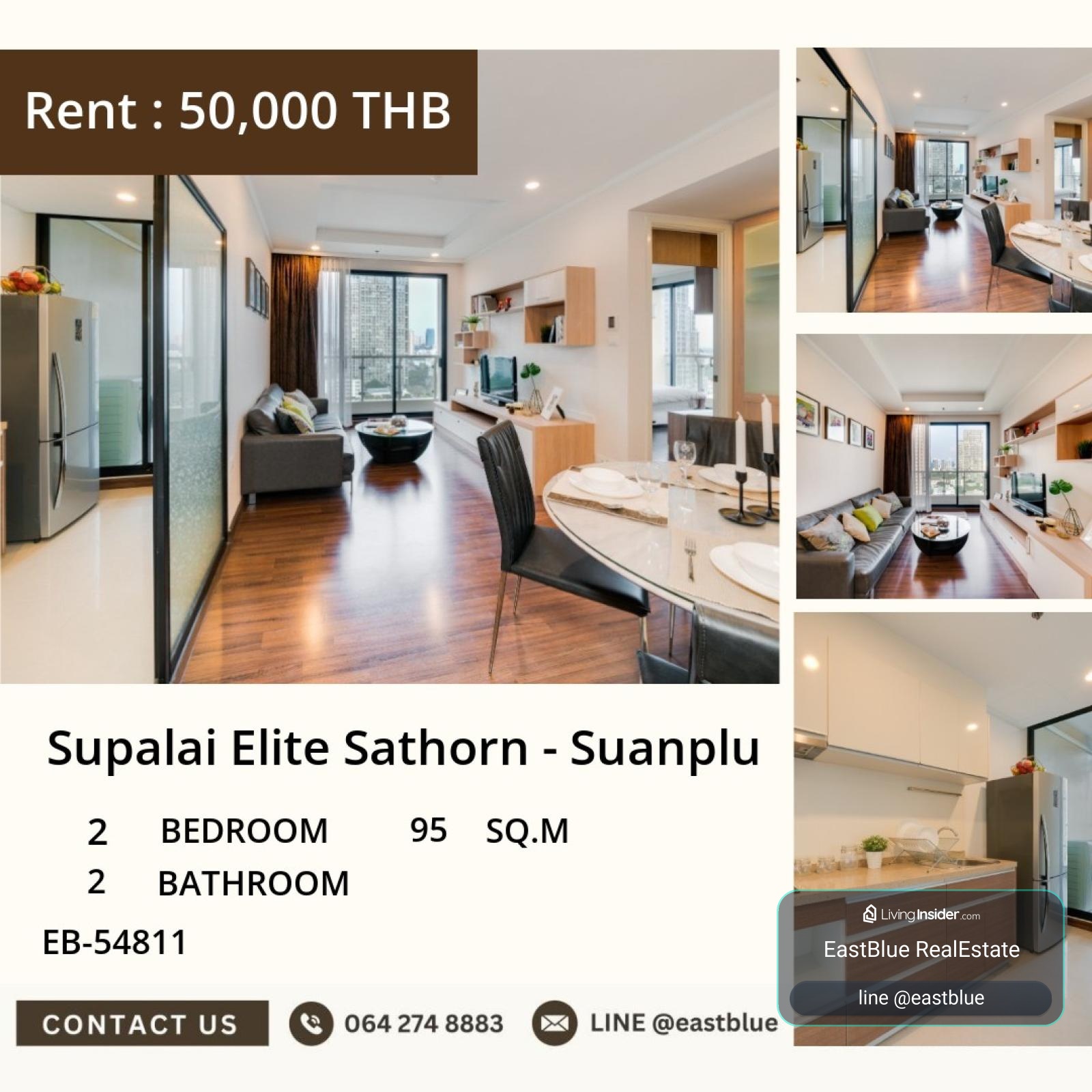 02/10/2026, เช่า Supalai Elite Sathorn-Suanplu 2 ห้องนอน 95 ตร.ม. ใกล้ MRT ลุมพินี 50,000 บาท 🌳 0642748883 – รูปที่ 4