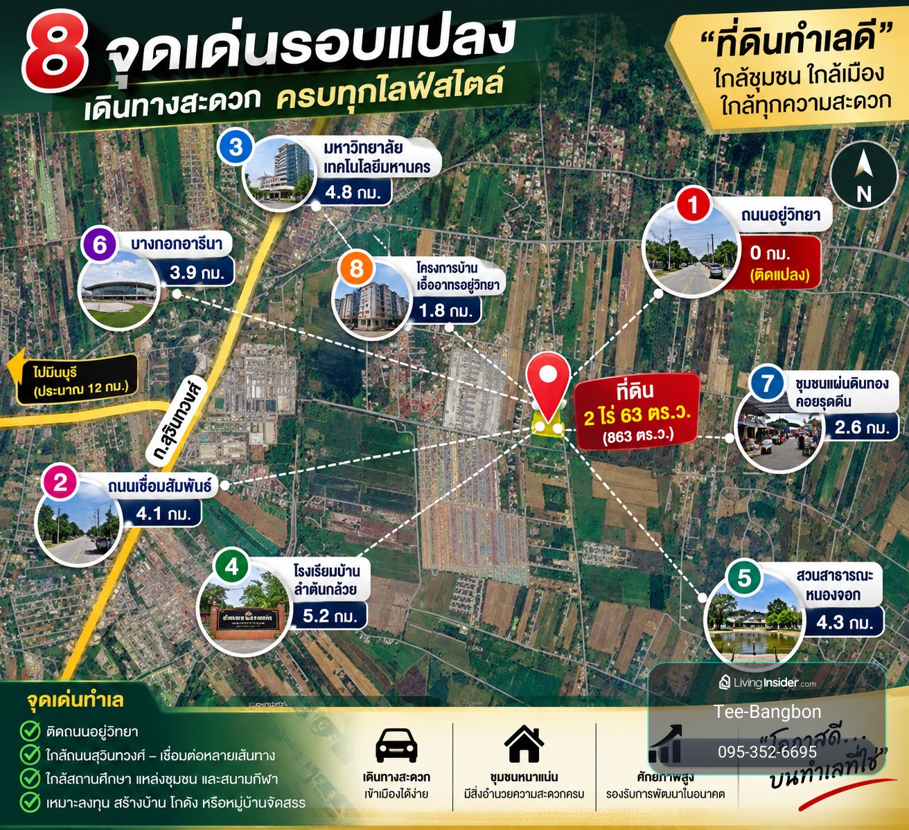 ที่ดินติดถนนอยู่วิทยา แปลงสวย ศักยภาพสูง – รูปที่ 2