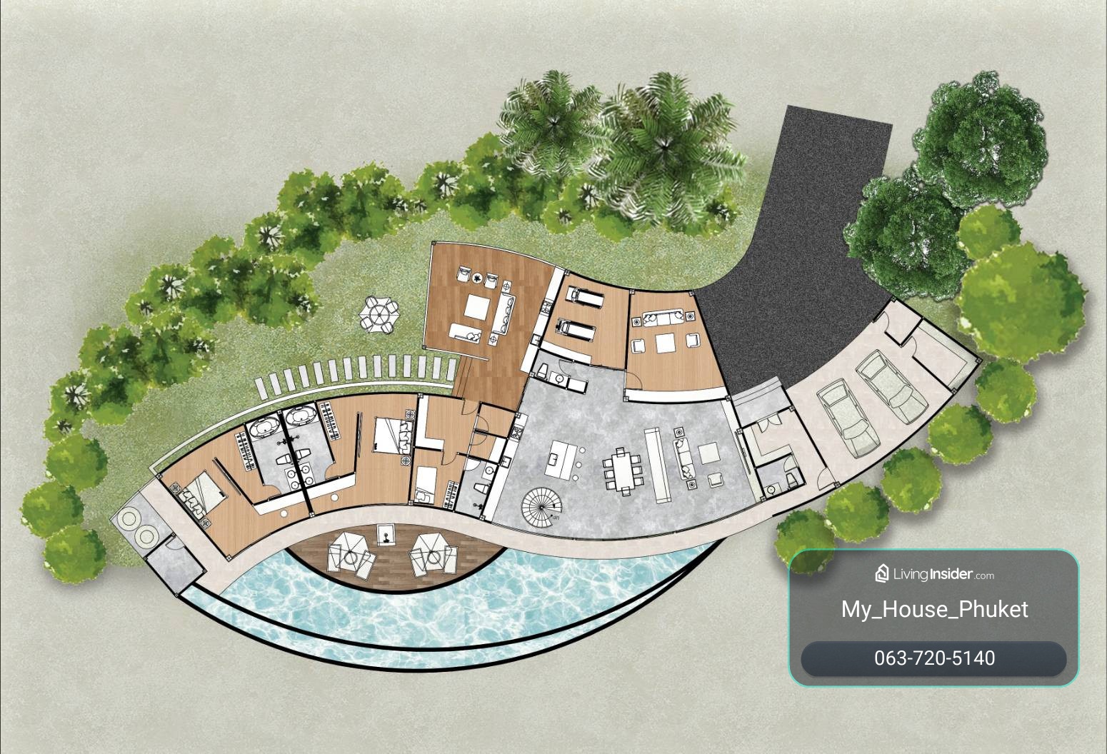 ทำเลพรีเมียม | บ้านหรู 6 ห้องนอน 7 ห้องน้ำ สระว่ายน้ำทรงโค้ง เปิดรับวิวธรรมชาติกว้างไกล โซนถลาง ภูเก็ต  – รูปที่ 3