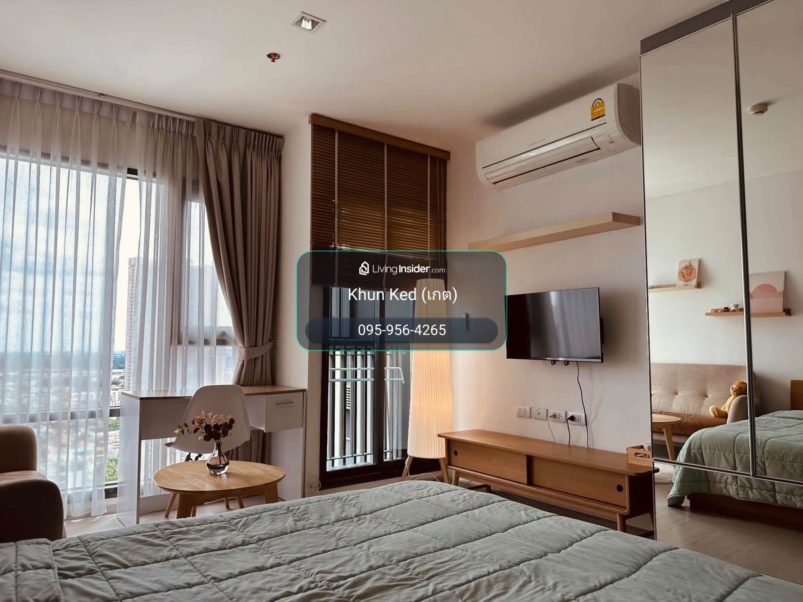 🟢 Condo for rent Rhythm Sukhumvit 36-38, Studio room 24 sq m, fully furnished + electrical appliances, high floor, city view ⎯ Near 🚆BTS Thonglor – รูปที่ 2