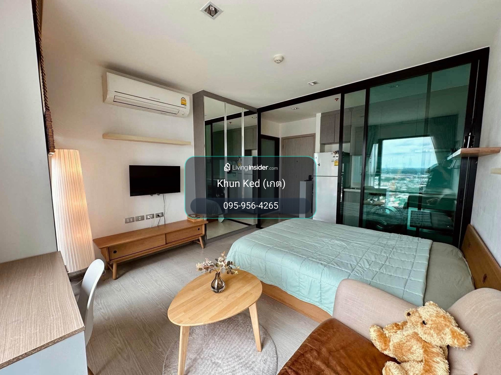 🟢 Condo for rent Rhythm Sukhumvit 36-38, Studio room 24 sq m, fully furnished + electrical appliances, high floor, city view ⎯ Near 🚆BTS Thonglor – รูปที่ 3