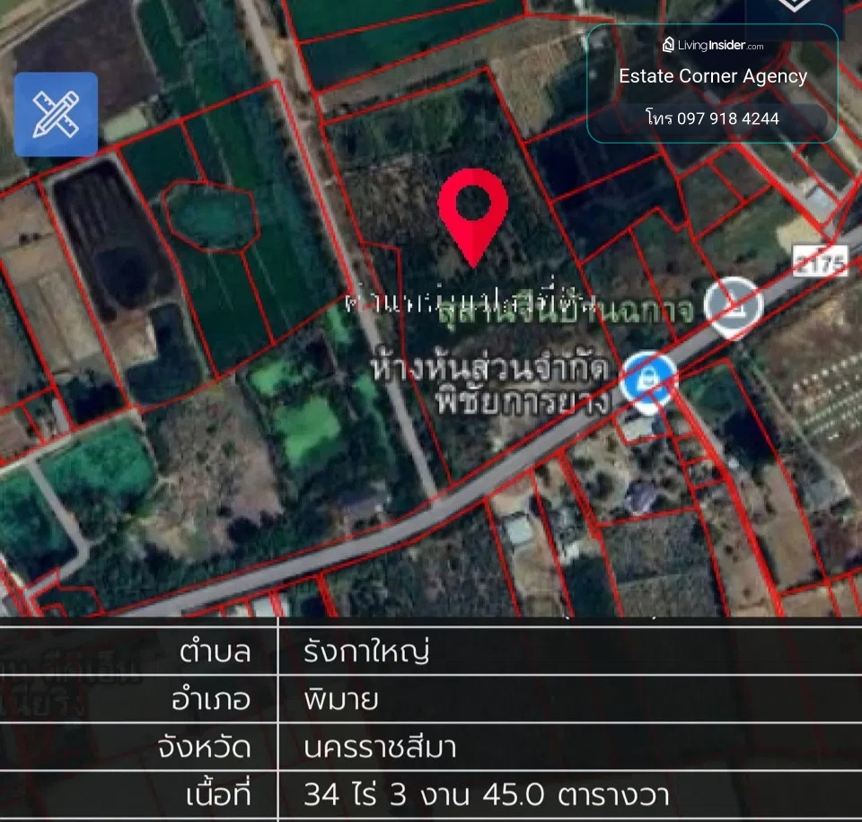 96711 - ขายที่ดิน รังกาใหญ่ – พิมาย นครราชสีมา พื้นที่ขนาดใหญ่ 34-3-45 ไร่ ทำเลพัฒนาได้หลากหลาย ใกล้แหล่งท่องเที่ยวโบราณสถานพิมาย – รูปที่ 2