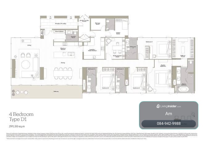 Dusit Residences: 291.31sqm 4+1bed 4.5bath 135,000,000 Double Volume Living corner unit Am: 0656199198 – รูปที่ 3