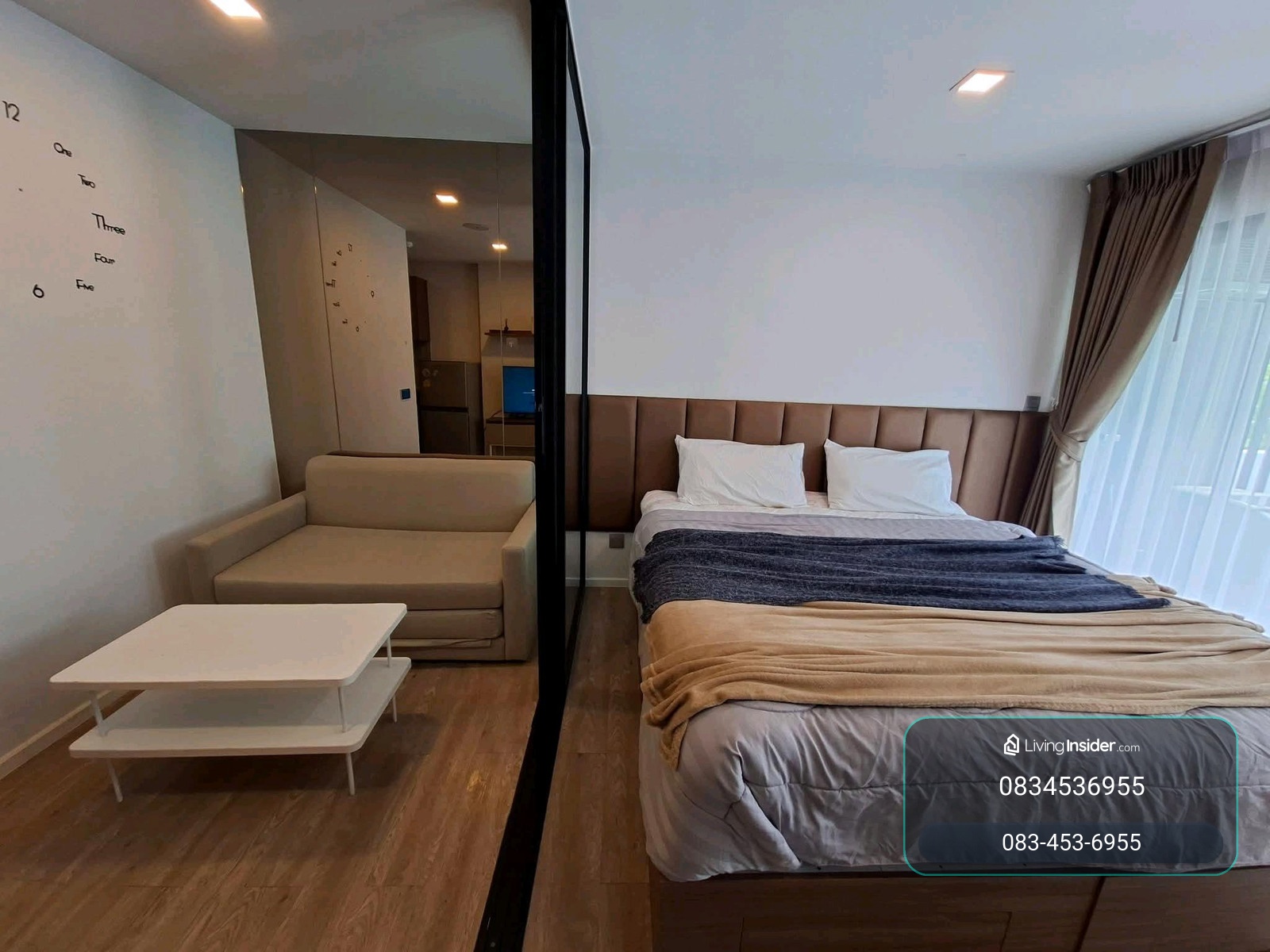 🔥ให้เช่า kave space 11,500/เดือน ห้องระเบียงยื่น 29.50 ตรม.ตึก D ชั้น 2 ห้องบิ้วอินน์, วิวสระ ร่มรื่น ธรรมชาติ – รูปที่ 3