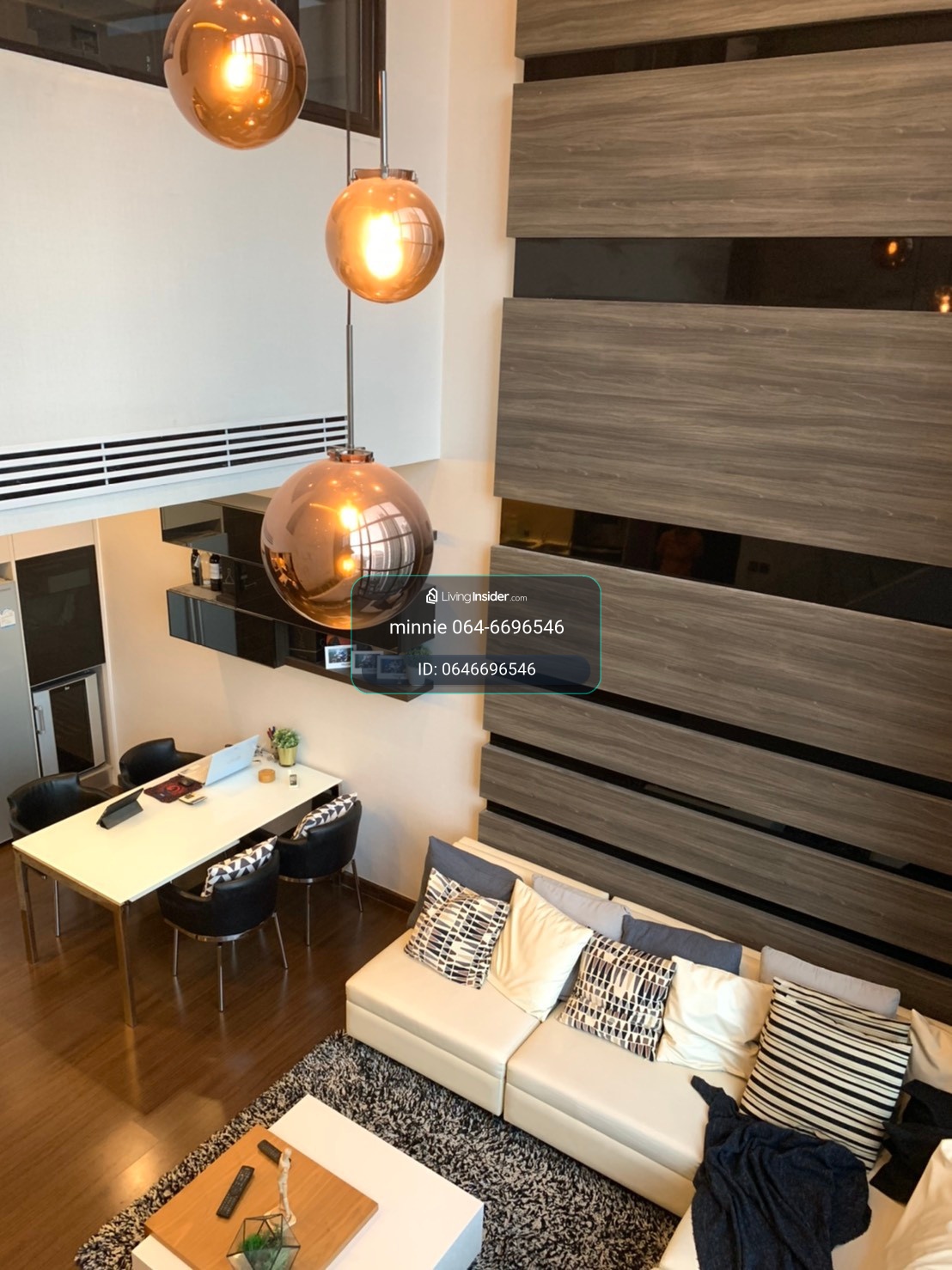 Luxury Duplex 3 Beds, ready to move in, Ivy Ampio, extra large 136 sqm., high floor, rent only 150k. If interested, make an appointment to view at 064-6696546. You can contact Line at this number. – รูปที่ 2