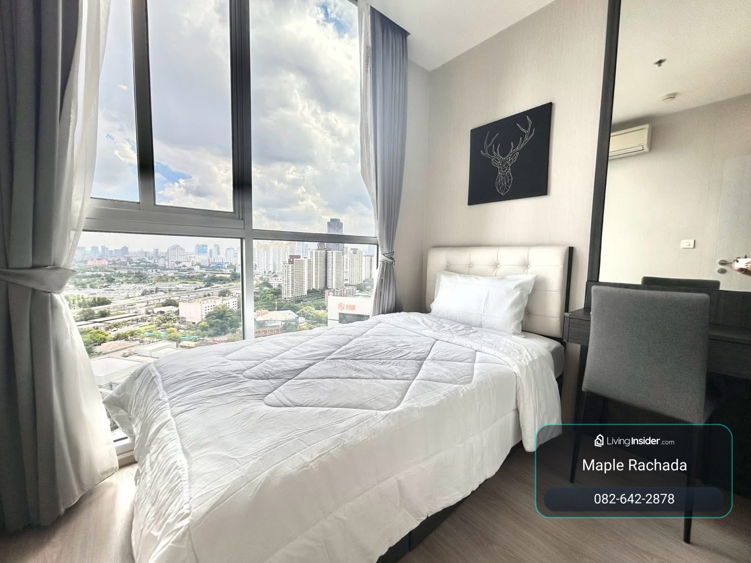 🏙️ For Rent, 2 bedroom condo, high floor, city view, next to MRT Cultural Center. – รูปที่ 4