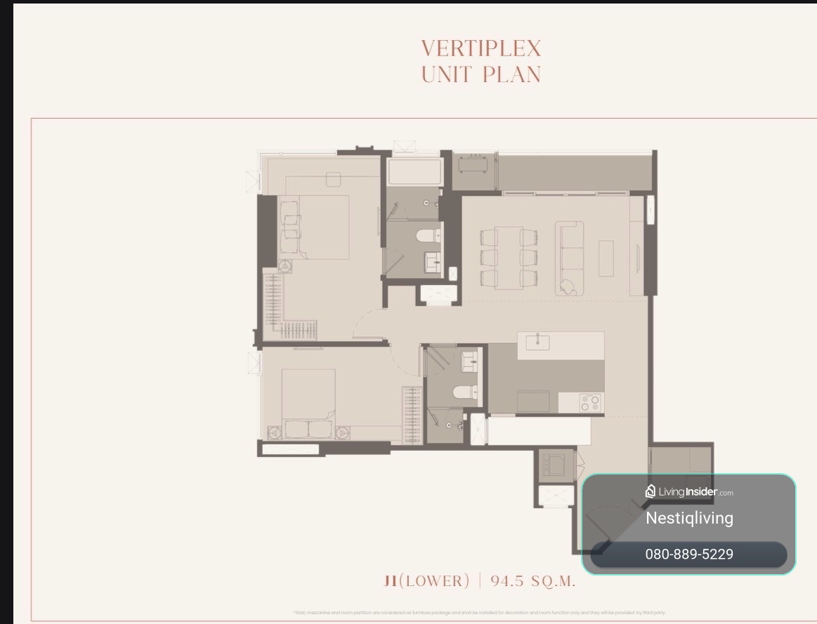 ❤️‍🔥Rare Unit 2 Bed Vertiplex 94.5 Sqm  23,000,000 ติดต่อ 080-8895229❤️‍🔥  – รูปที่ 3