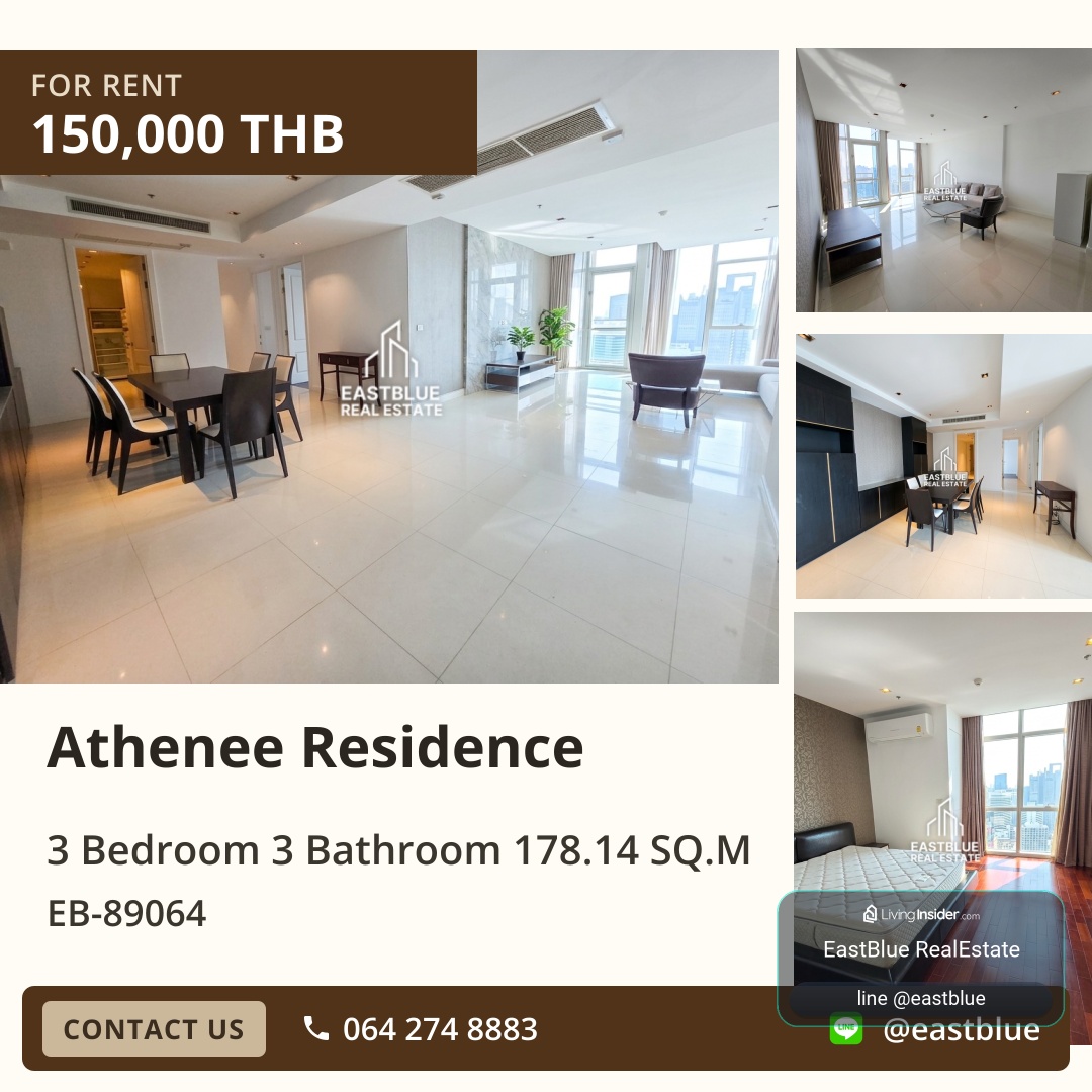 Luxury Condo for Rent at Athenee Residence 💎 3 Beds 3 Baths near BTS Phloen Chit ✨ – รูปที่ 2