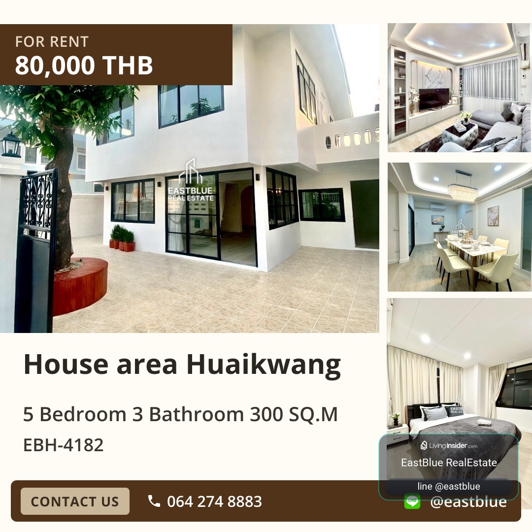 House area Huaikwang 🏡 For Rent: Spacious 5 Bed, 3 Bath Home – รูปที่ 2