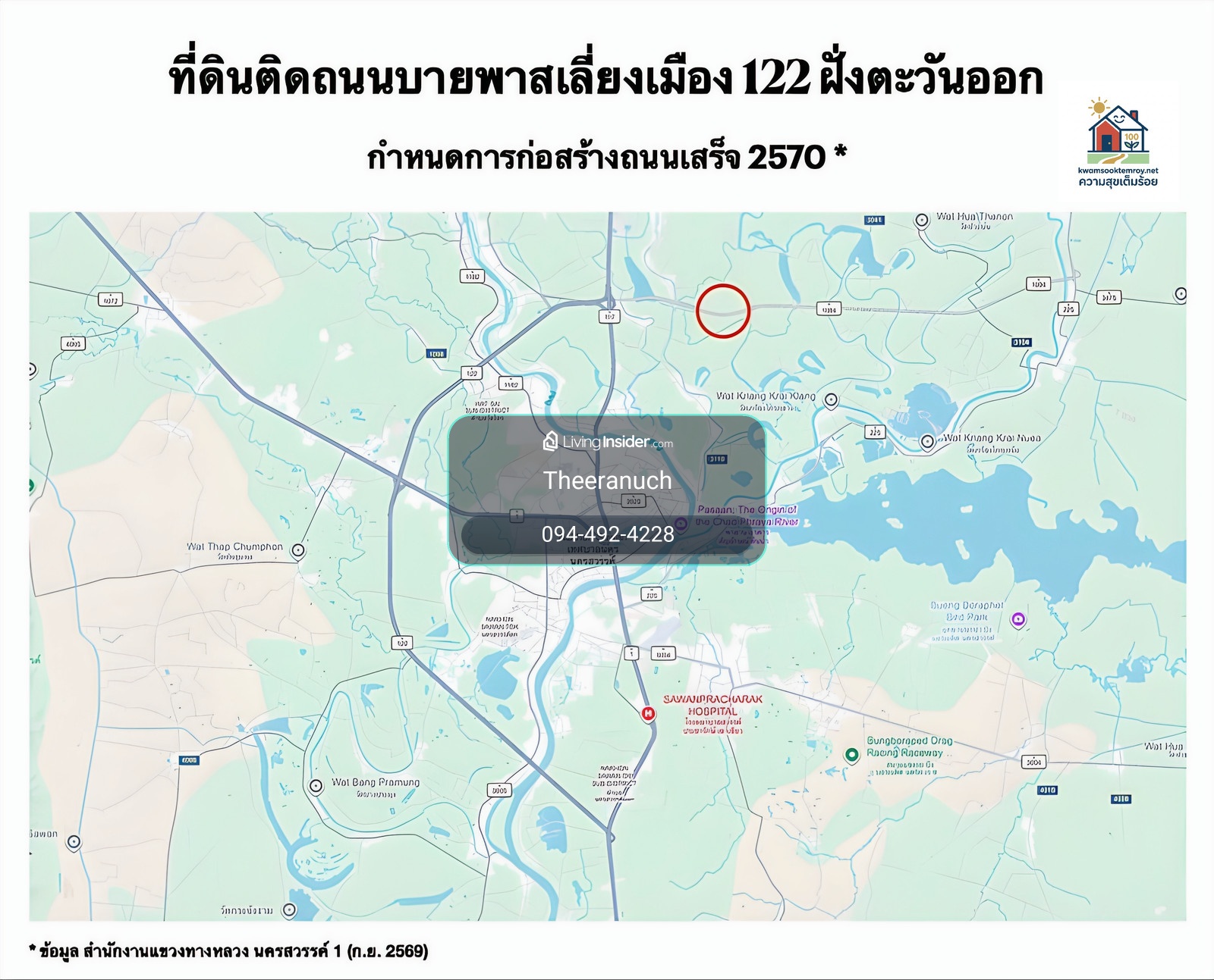 🔥 ขายที่ดินติดถนนบายพาสเลี่ยงเมืองนครสวรรค์ 122 (ฝั่งตะวันออก) แปลงใหญ่ 145 ไร่ ทำเลศักยภาพสูง รับอนาคตถนนเชื่อมครบลูปปี 2570! – รูปที่ 3