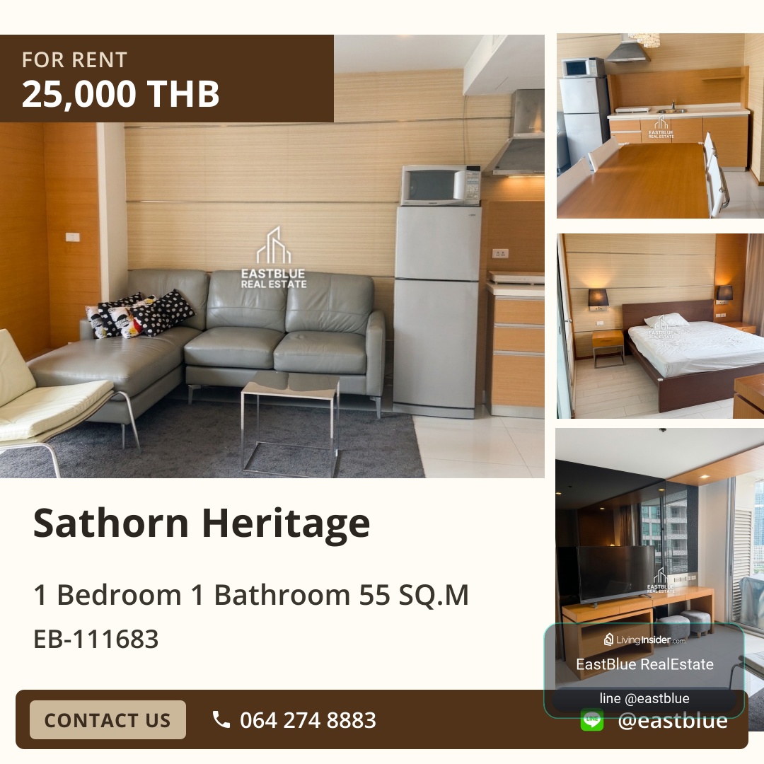 ให้เช่า Sathorn Heritage 1 นอน 55 ตร.ม. ใกล้ BTS ช่องนนทรี 25,000/เดือน 0642748883 – รูปที่ 3
